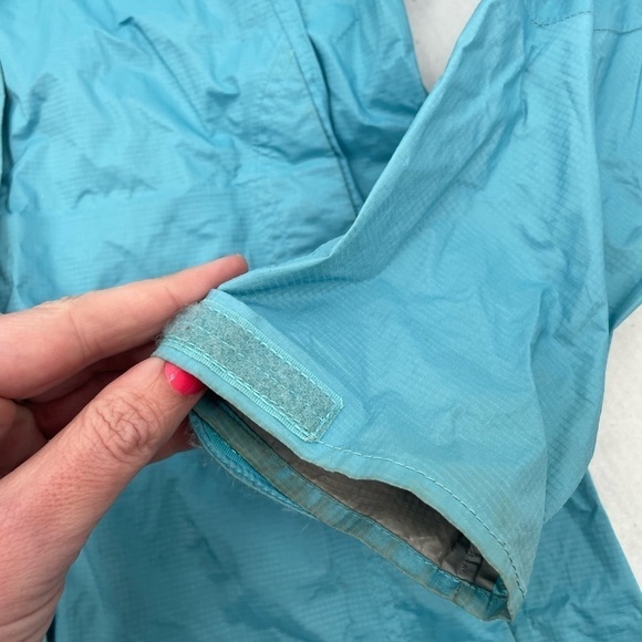 MOUNTAIN HARD WEAR Women’s Light Blue Hooded Rain Jacket Coat size: Small - Picture 5 of 13